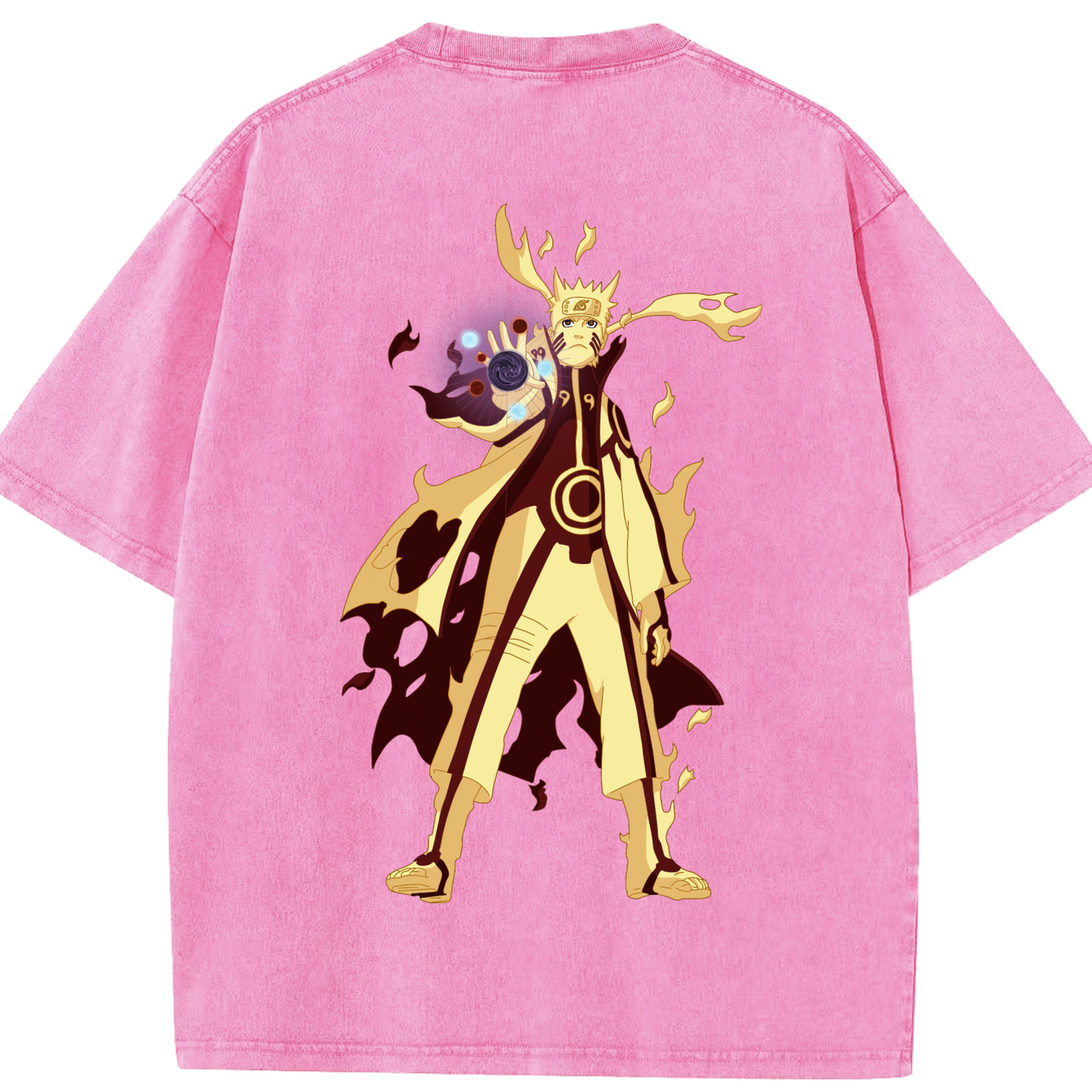 （画像用） NARUTO -ナルト- うずまき ナルト Uzumaki Naruto 綿100% ヴィンテージ風 半袖Tシャツ（背面プリント）
